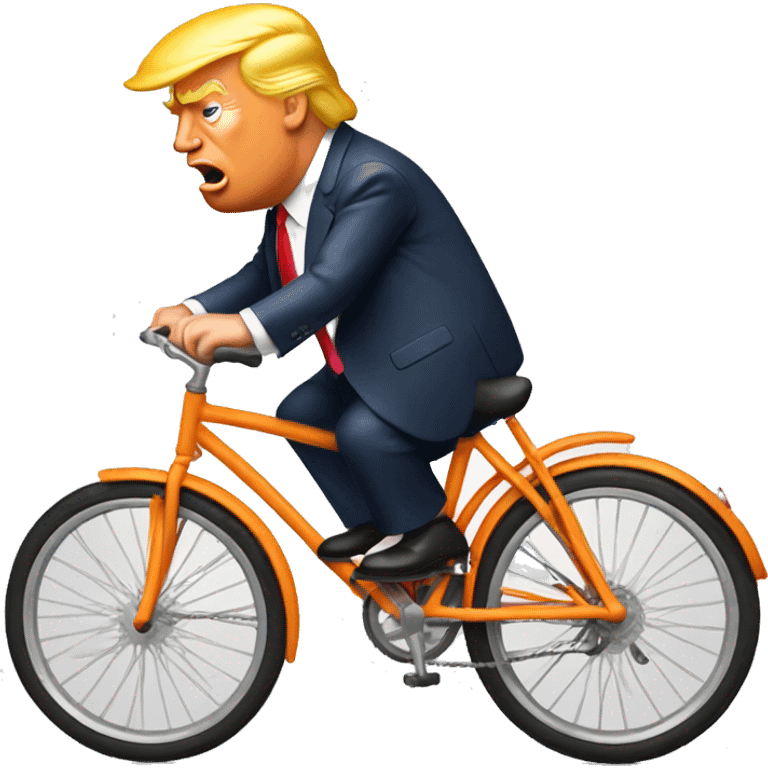 Donald Trump on a bicycle turning orange.  emoji