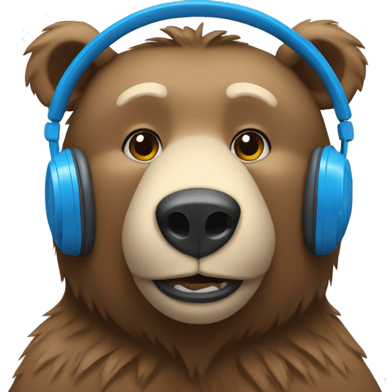 Bear friendly with blue headphones emoji