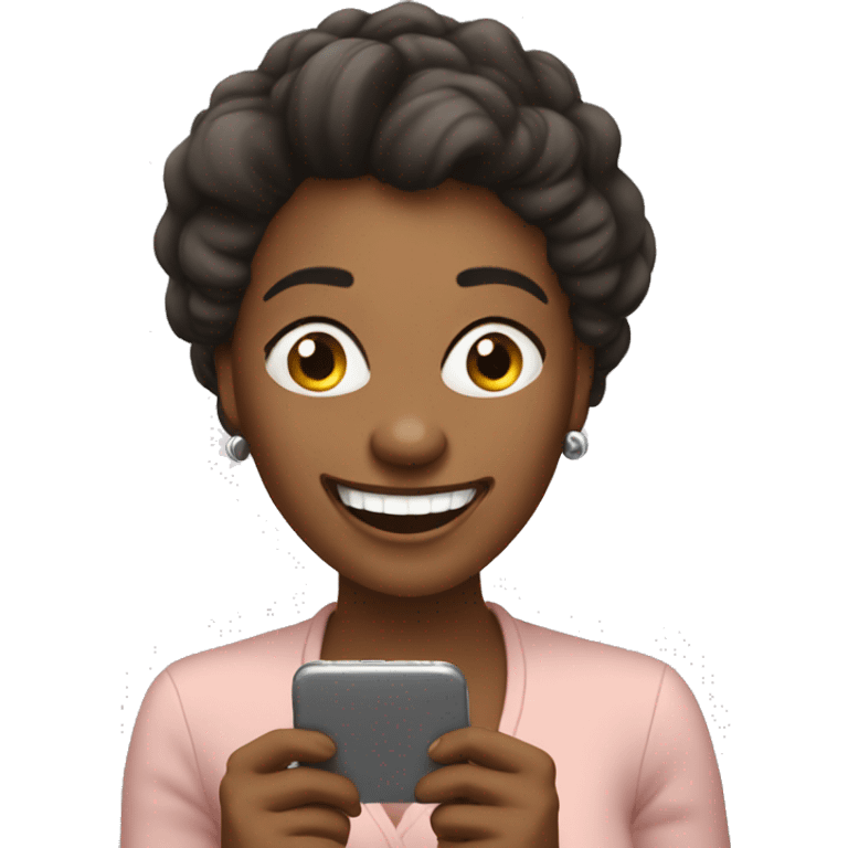 "Emoji of a woman laughing while looking at her phone screen." emoji