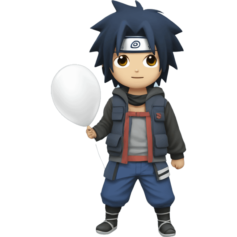 Sasuke from Naruto holding a balloon emoji