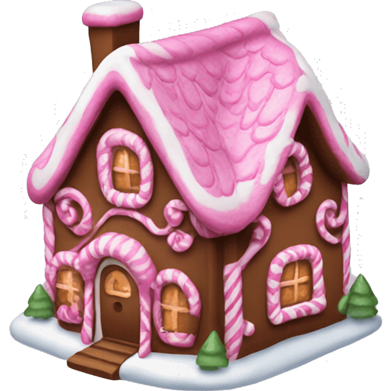 Cosy dark pink gingerbread house  emoji