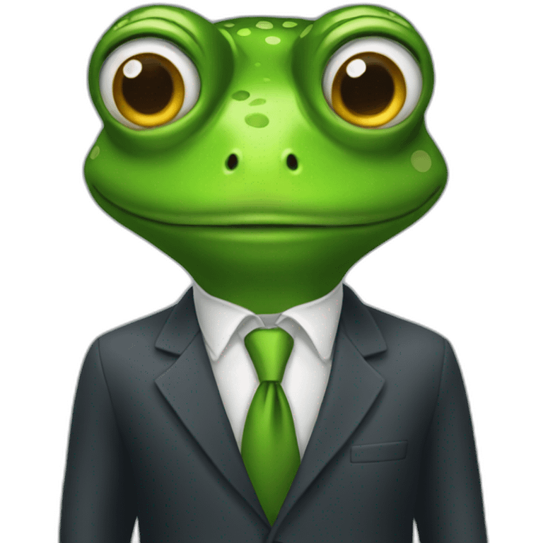 Frog in suit computer developer emoji