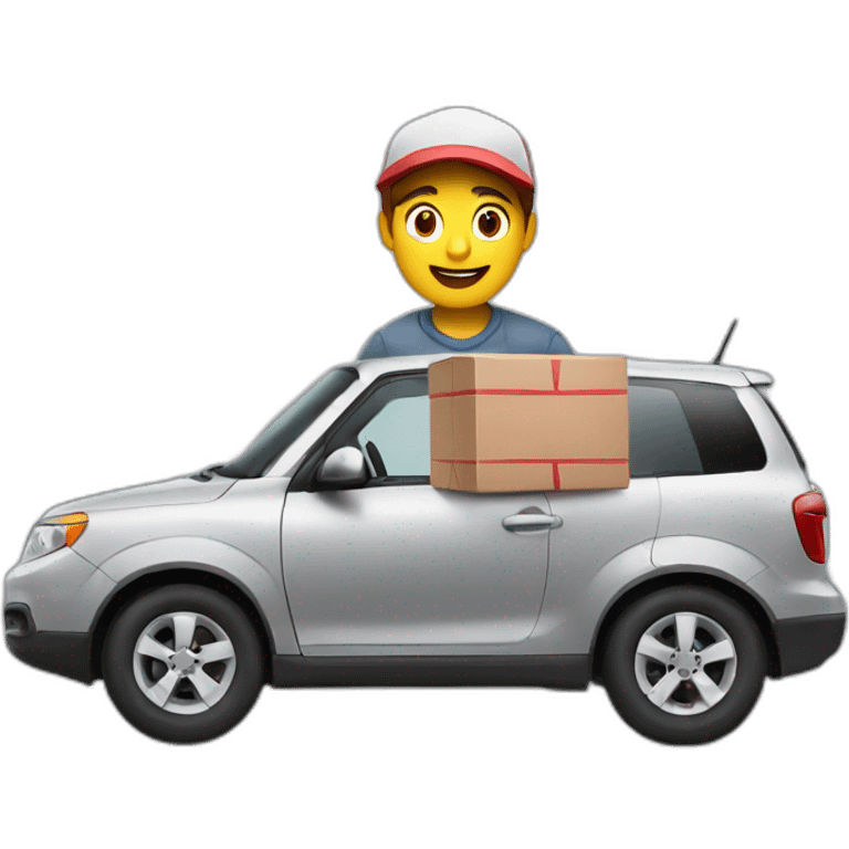 Pizza delivery in grey car emoji