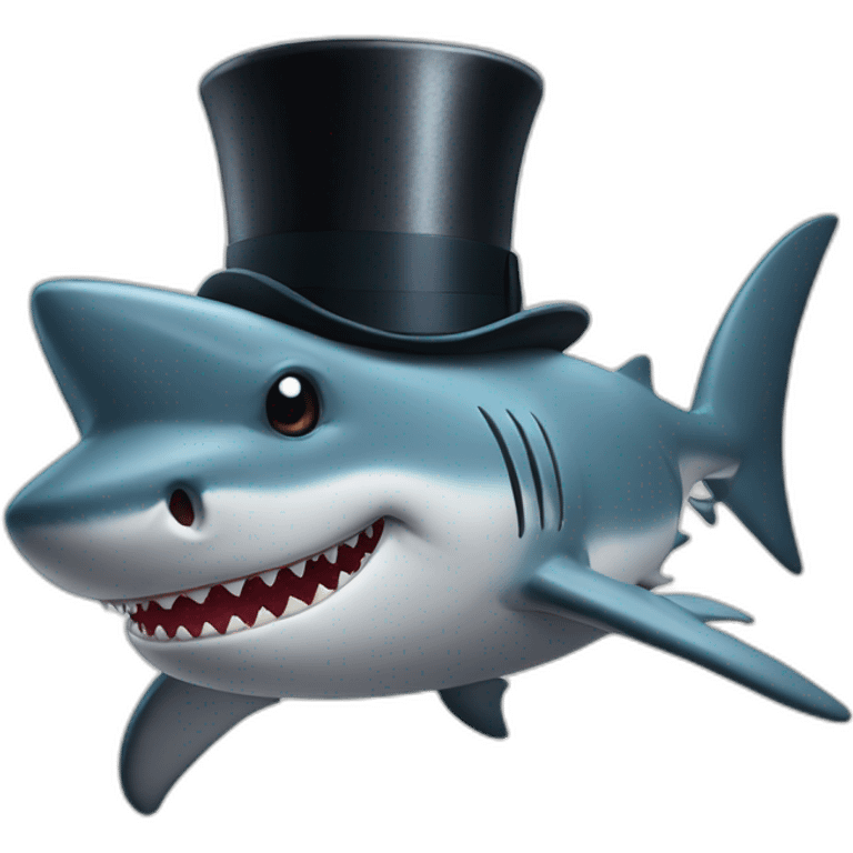 Shark with a top hat emoji