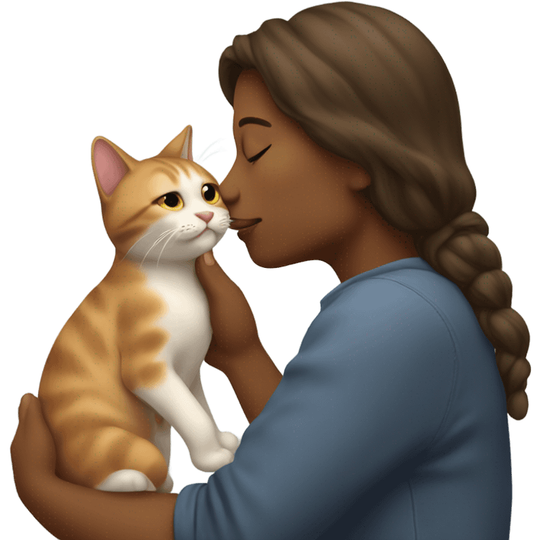 Human is kissing a CAT  emoji