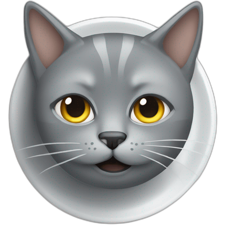 Hungry grey cat with empty plate emoji