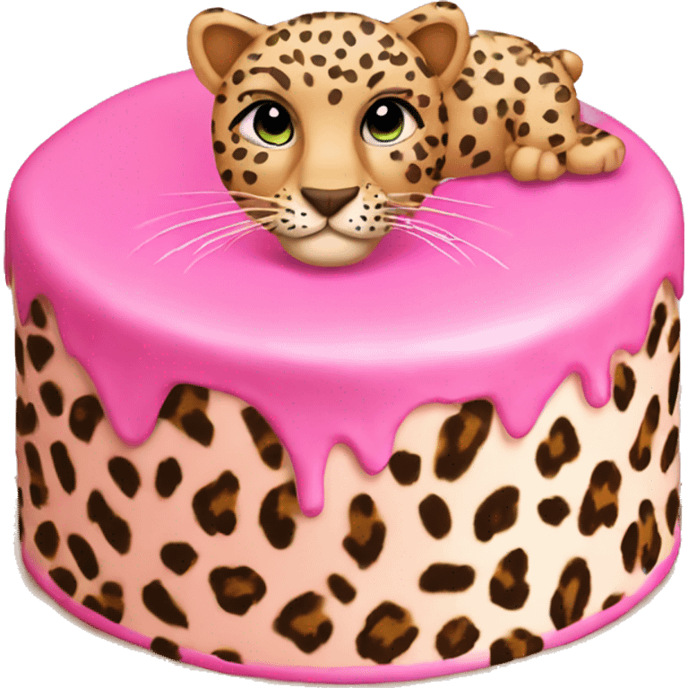 Pink Birthday cake with Leopard Print  emoji