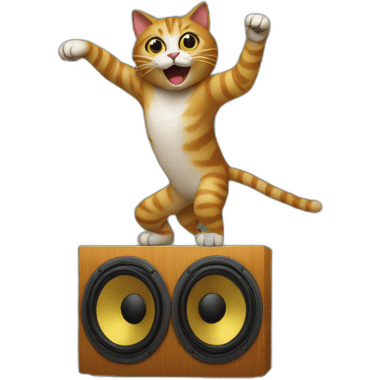 A cat dancing on a speaker in Jamaica  emoji