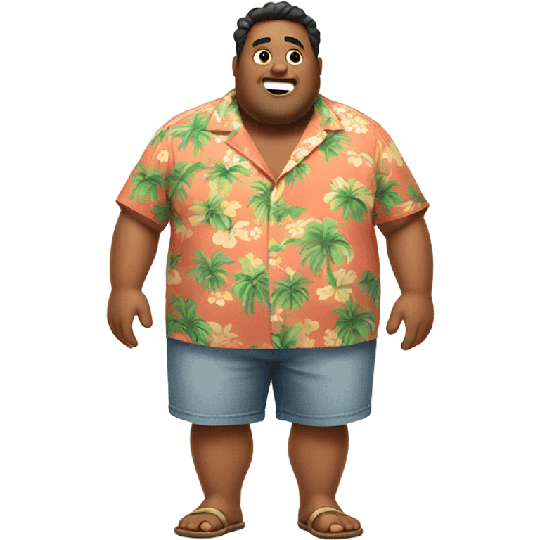 Chubby guy in hawai shirt no shorts emoji