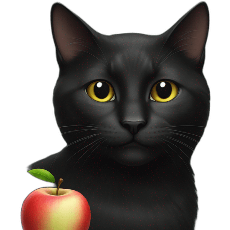 Black cat with a apple emoji