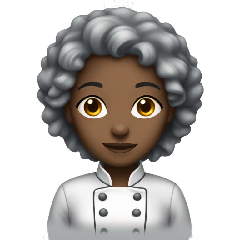 black female dark skin chef clothes curly grey hair many wrinkles emoji