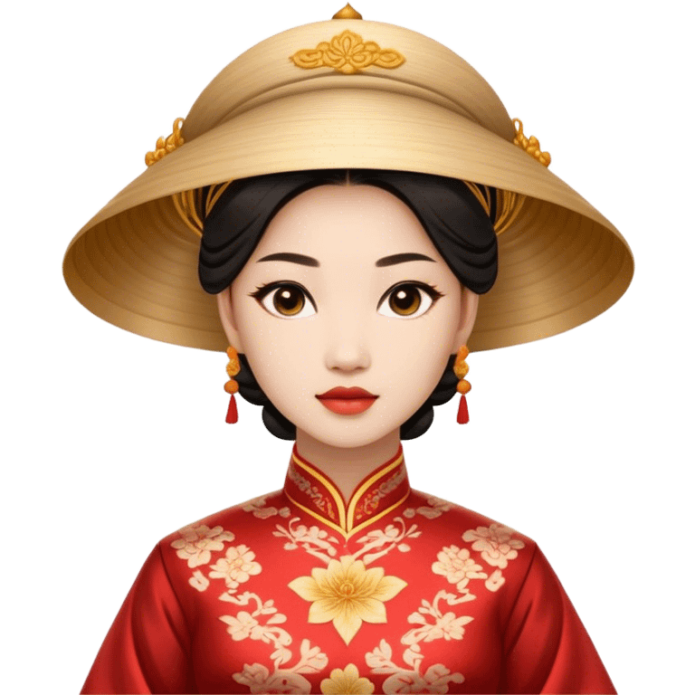 Cinematic Realistic Áo Dài Portrait Emoji, depicted as an elegant traditional Vietnamese dress with flowing graceful lines and delicate patterns, rendered with rich textures and soft ethereal lighting that captures its timeless beauty. emoji