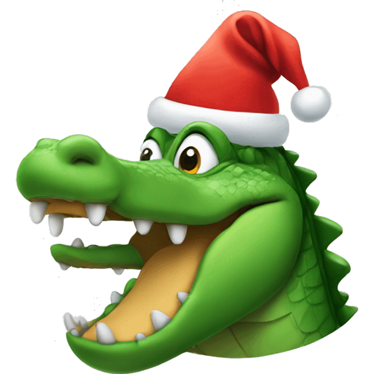 Alligator wearing Santa hat emoji