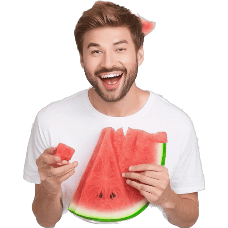 man eat watermelon emoji