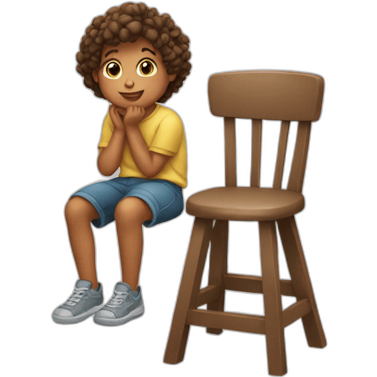 Child sitting on stool emoji