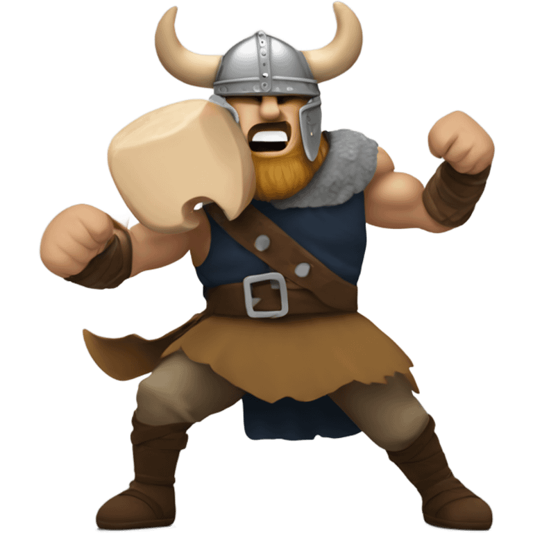 A Viking getting punched by a ram emoji