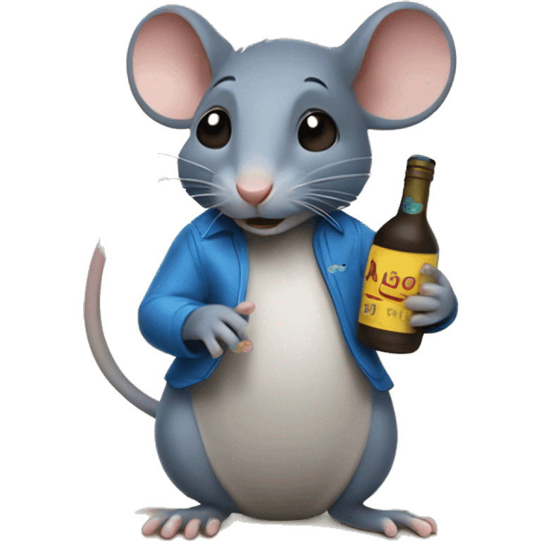 Rat holding a bottle of casa azul emoji