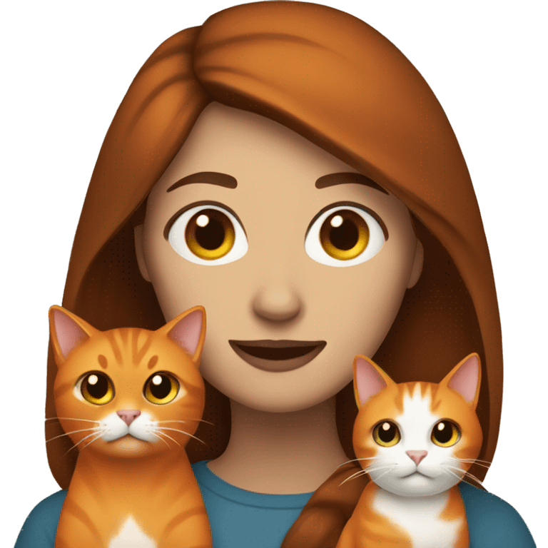 Brown hair woman with an orange cat  emoji