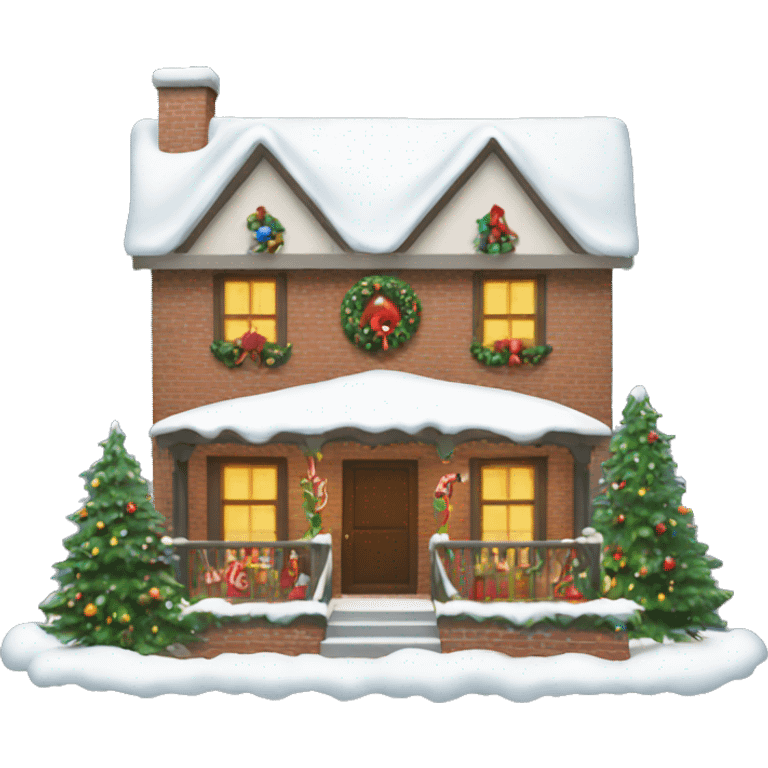 House decorated with Christmas decorations  emoji