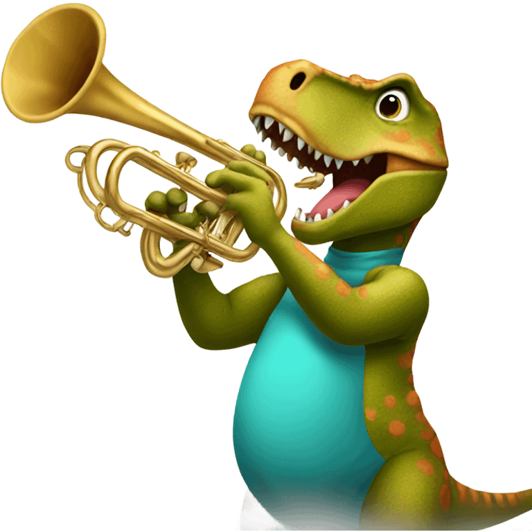 Dinosaur playing trumpet emoji