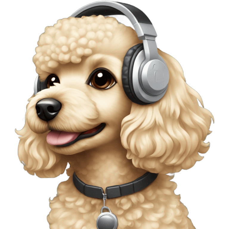 Blonde toy poodle with headphones on emoji