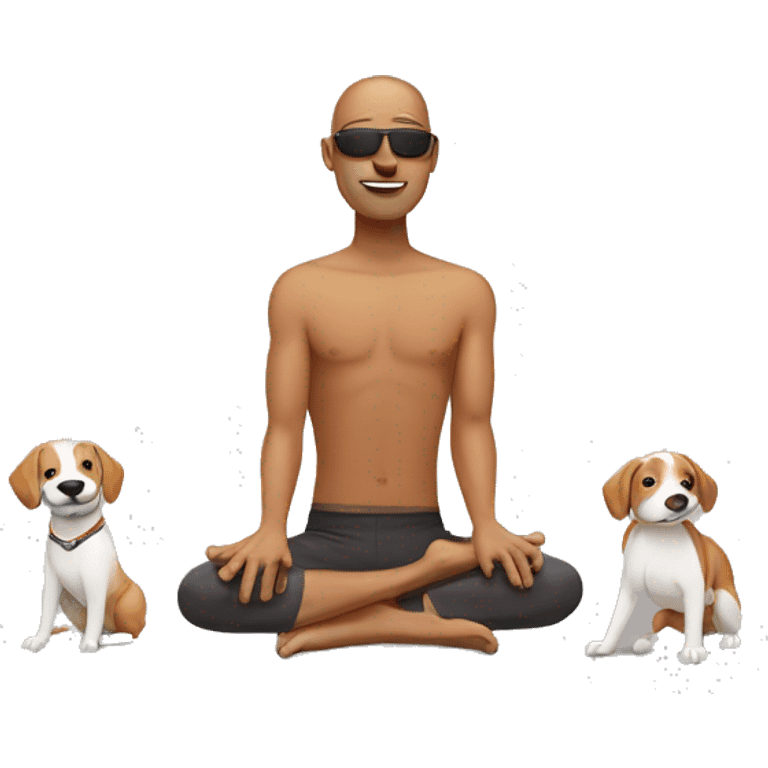 Blind guy doing yoga with dogs emoji