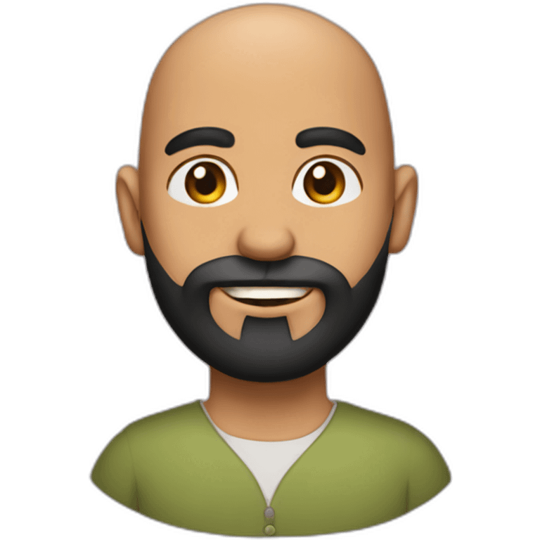 Olive skin bald man with long black beard emoji