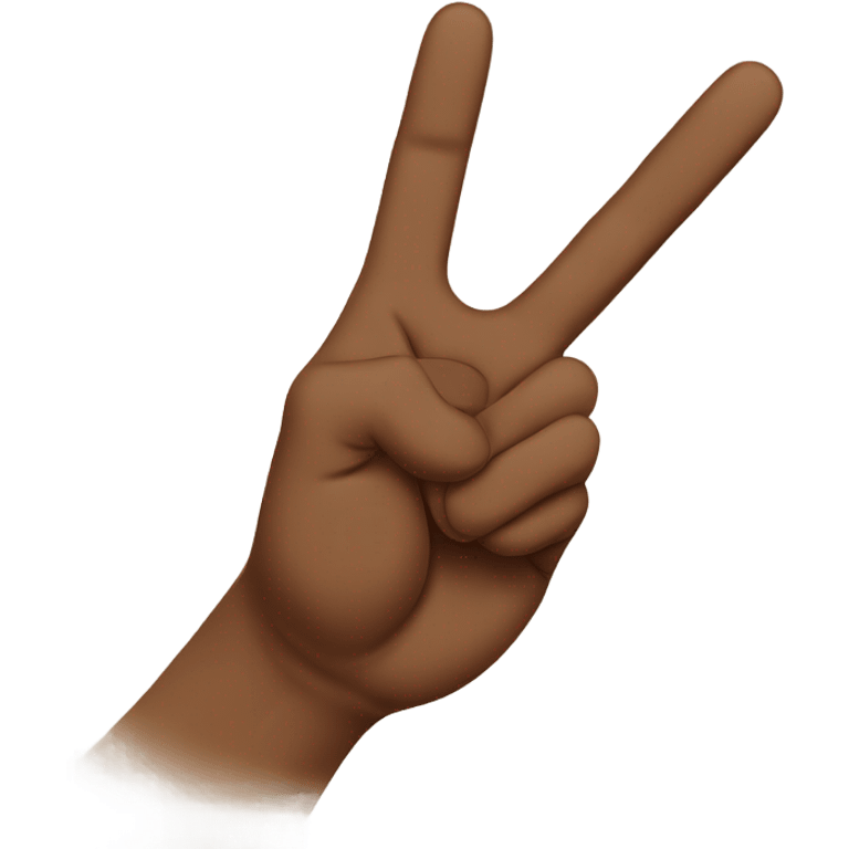 brown hand peace sign using the pointer and thumb, with palms out emoji