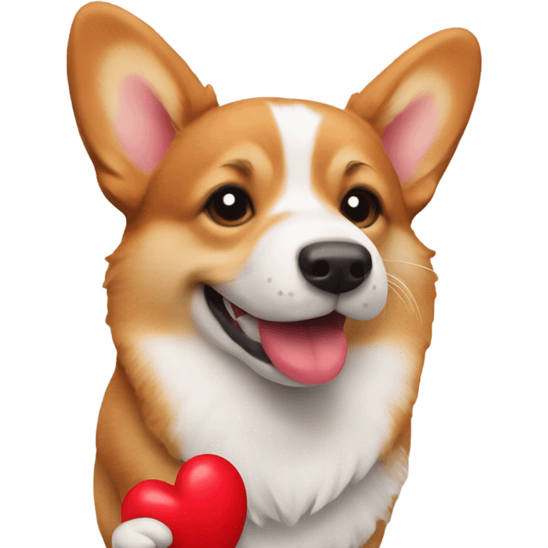 Corgi holding a red heart  emoji