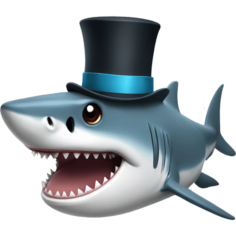 Shark with a top hat emoji