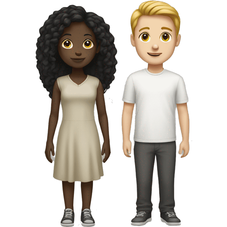 Black girl with white boy emoji