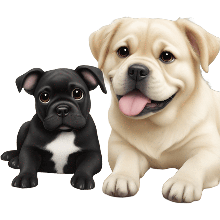 English cream golden retriever and an oreo colored frenchie as best friends emoji