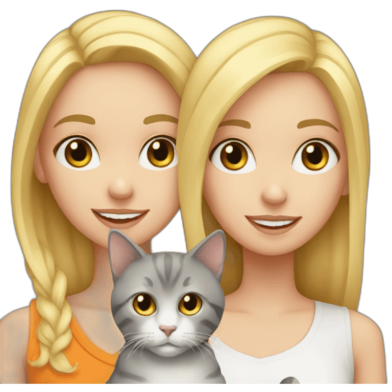 Blond white girl with 2 cats  one dark grey and one blond/orange emoji