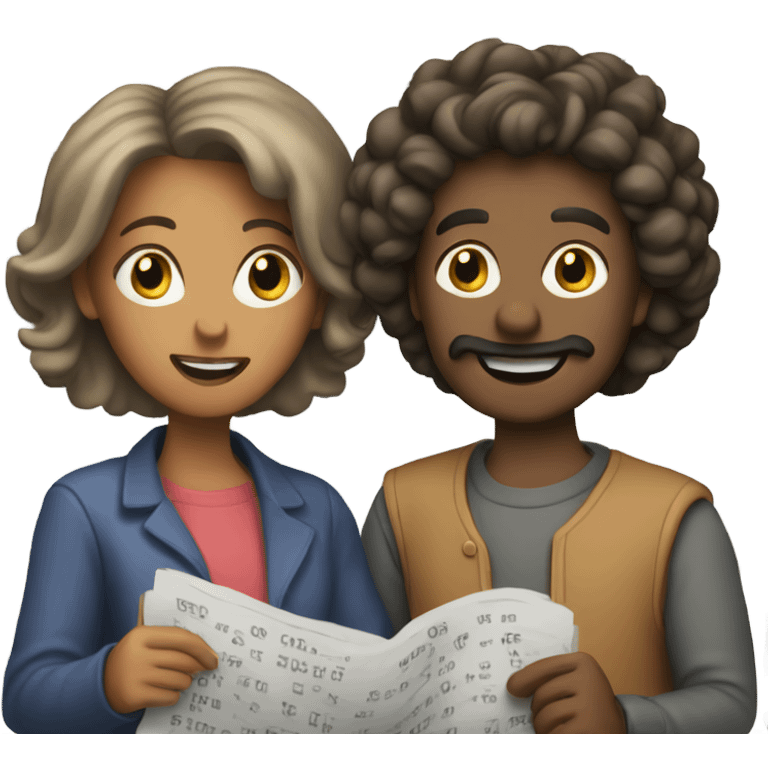 Couple solving crossword puzzle emoji