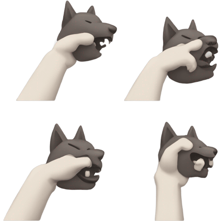 a wolf nodding his head up and down and a hand creating a fist for half of it and then it pointing to the right the second half, as if to say "hmm, yes" emoji