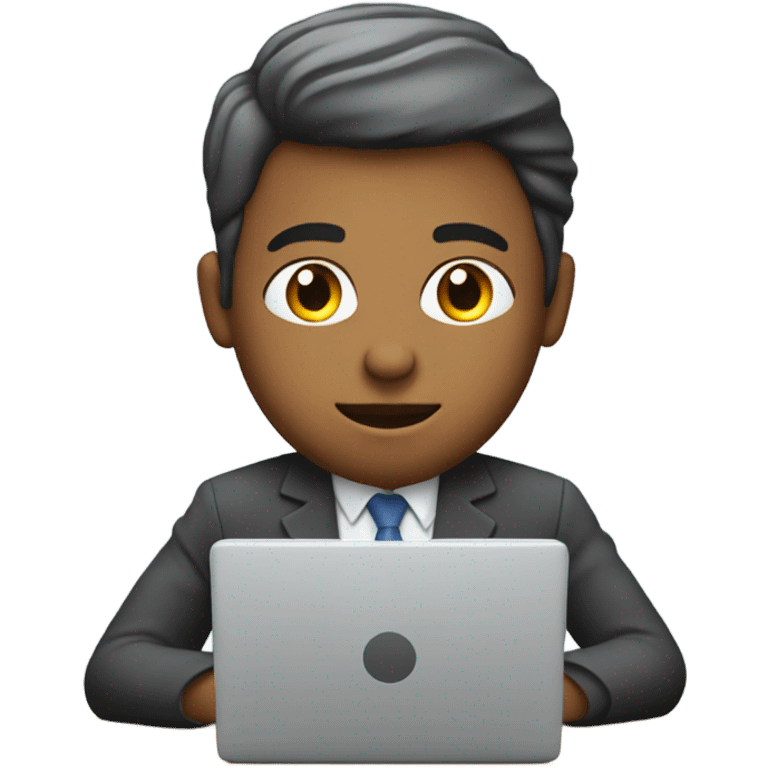 office worker seating at desk with lapton emoji