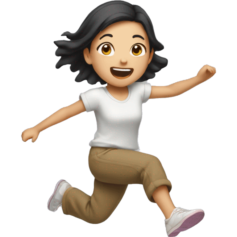 Asian girl jumping down emoji