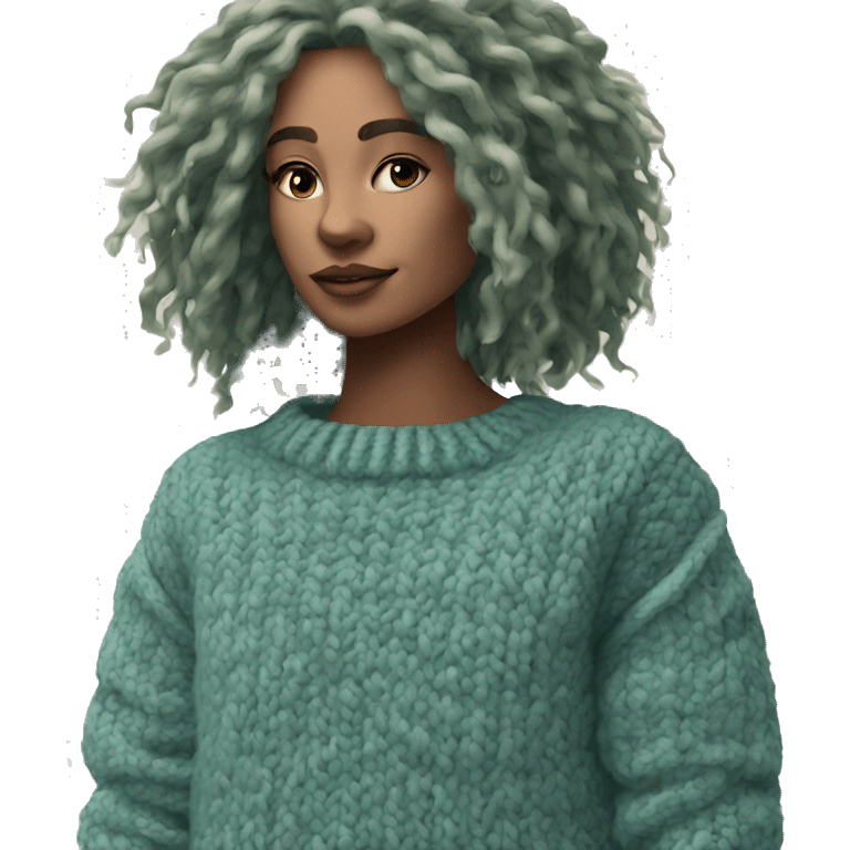 Sage blue green chunky knit sweater  emoji