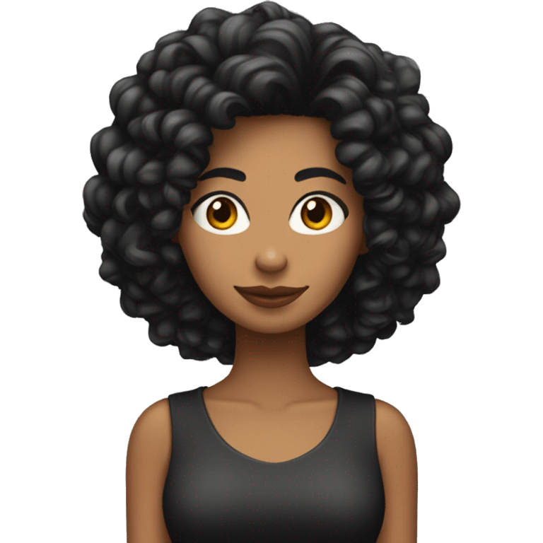 chica morena con pelo largo negro rizado  emoji