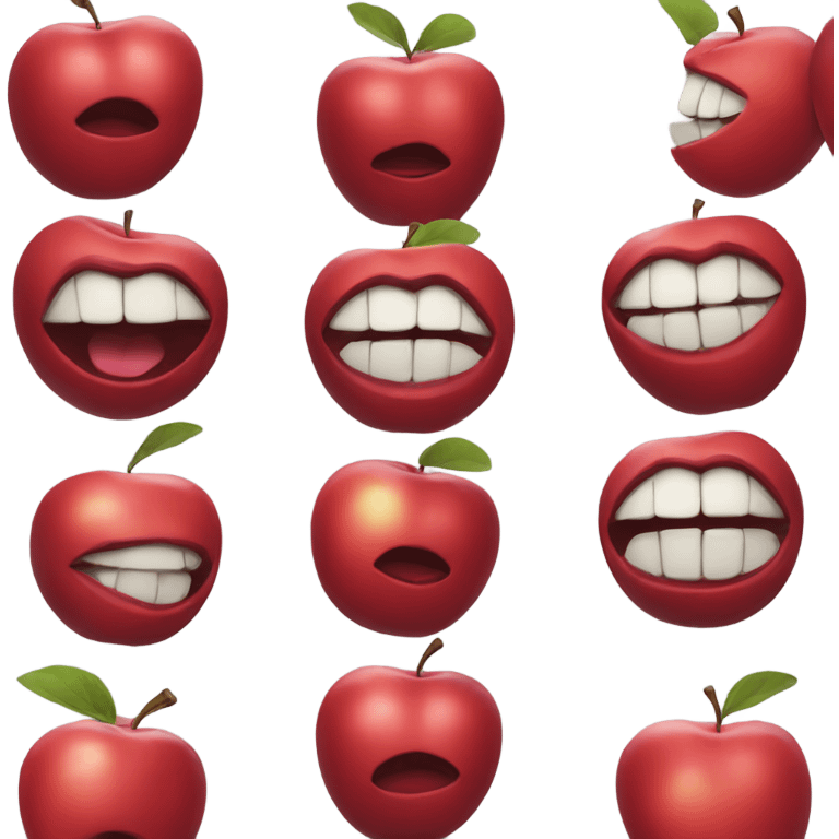 Apple with pair of lips emoji