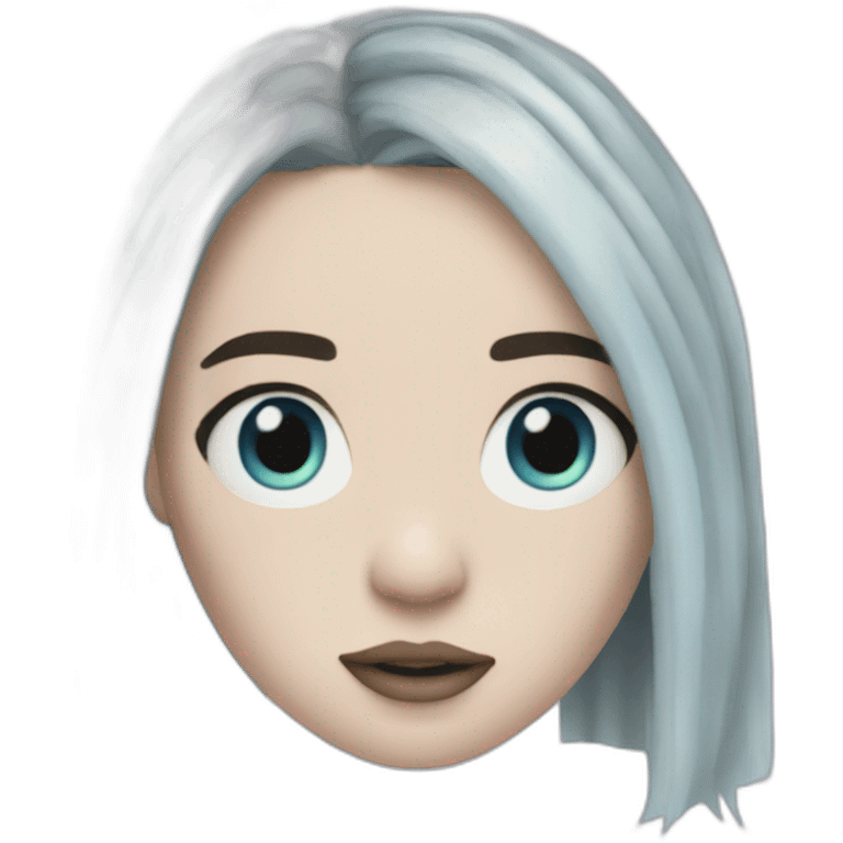 Billie eilish chanteuse cheveux bleus yeux bleus emoji