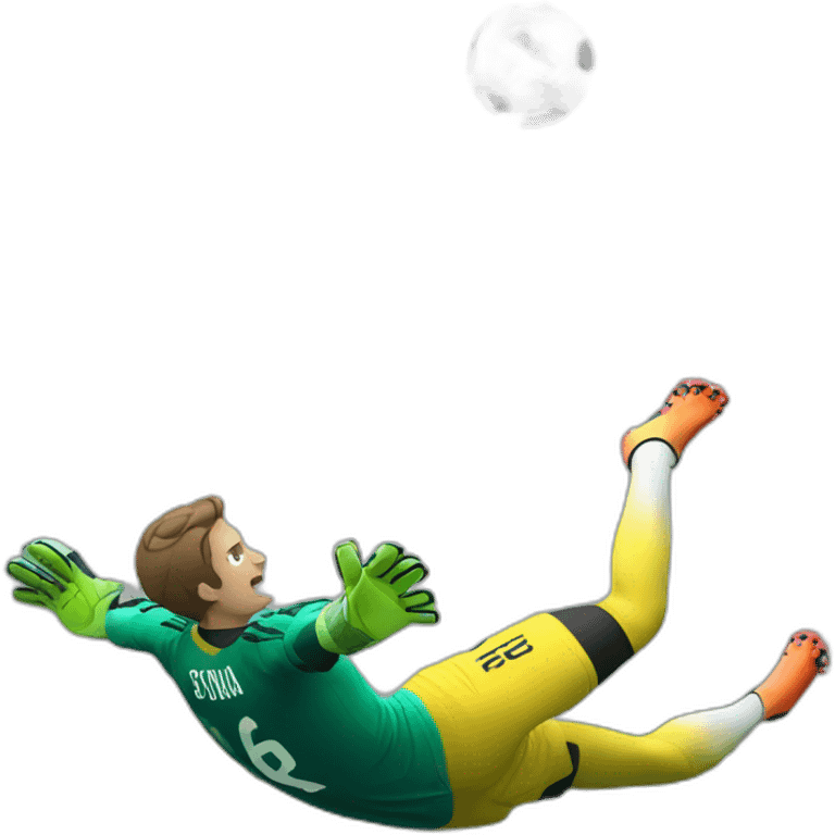 A goalkeeper dives to catch a ball  emoji