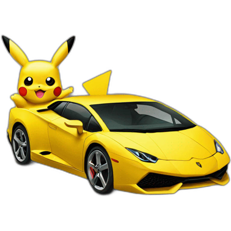 Pikachu avec une lamborghini emoji