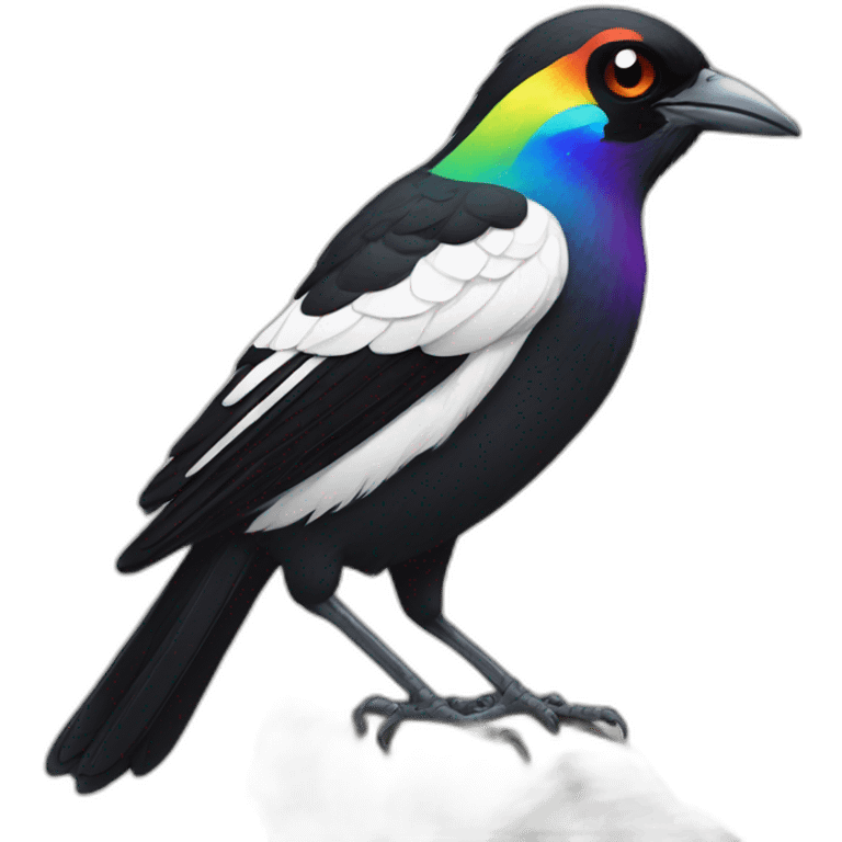 Magpie with rainbow eyes emoji