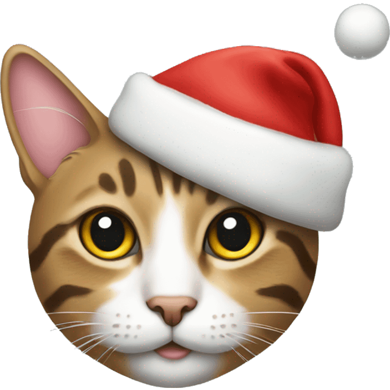 Tabby cat with Christmas hat emoji