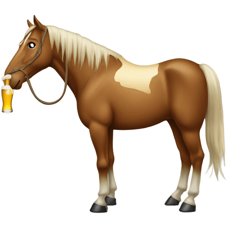 A Horse holding a beer with its len  emoji