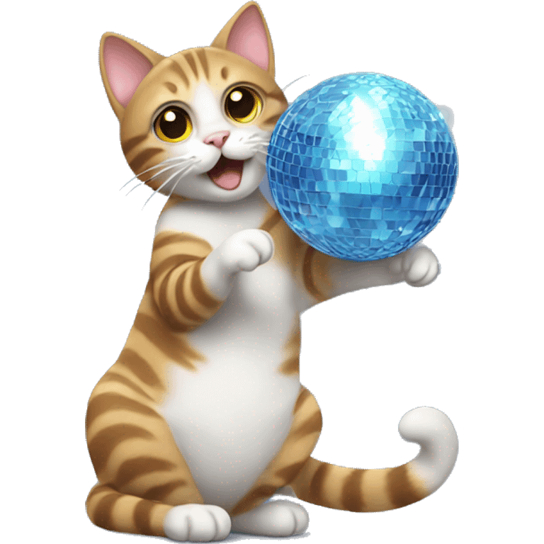 cat playing with disco ball emoji