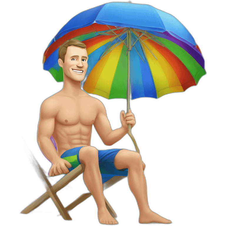 Jonathan Toews as beach bum under rainbow umbrella emoji