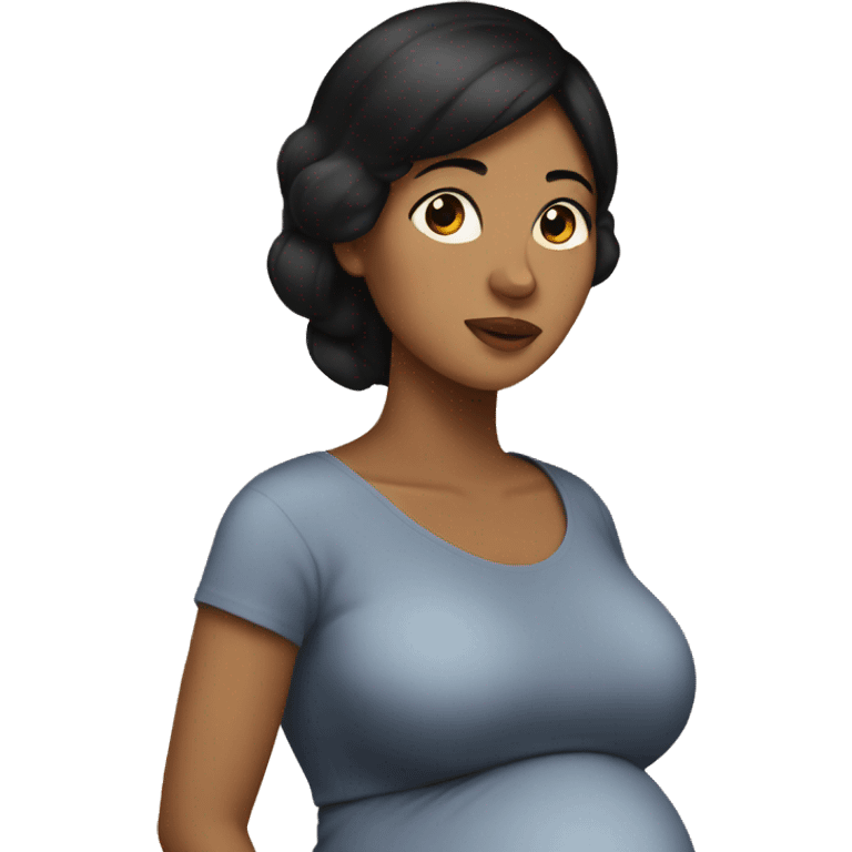 Tan pregnant lady with black hair  emoji