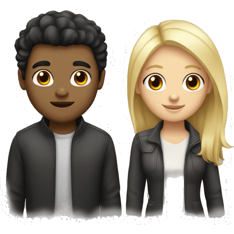 White Black hair girl and blond boyfriend emoji